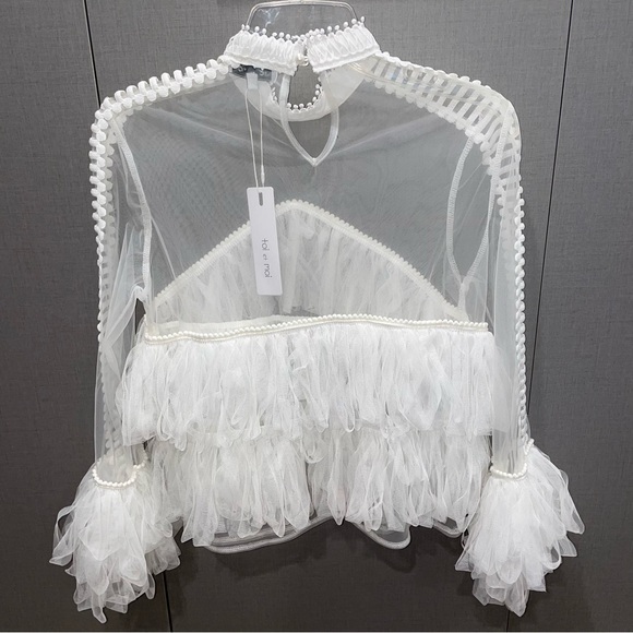 Fancy White Ruffle Top - Picture 3 of 5